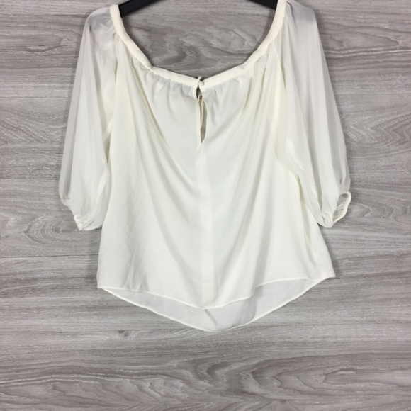 1.State Off the Shoulder Sheer Chiffon Blouse - Picture 5 of 8